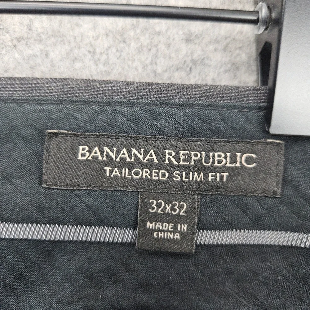 Banana Republic Dress Pants Men 32x32 Gray Tailored Slim Fit Lanificio Wool SPOT